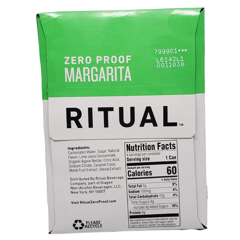 Ritual Zero Proof Margarita Non-Alcoholic Cocktail 4pk 12oz cans