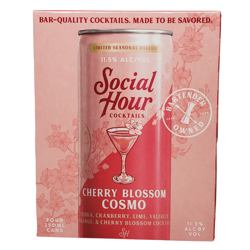 Social Hour Cocktails Cherry Blossom Cosmo 4pk cans