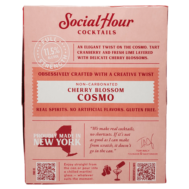 Social Hour Cocktails Cherry Blossom Cosmo 4pk cans