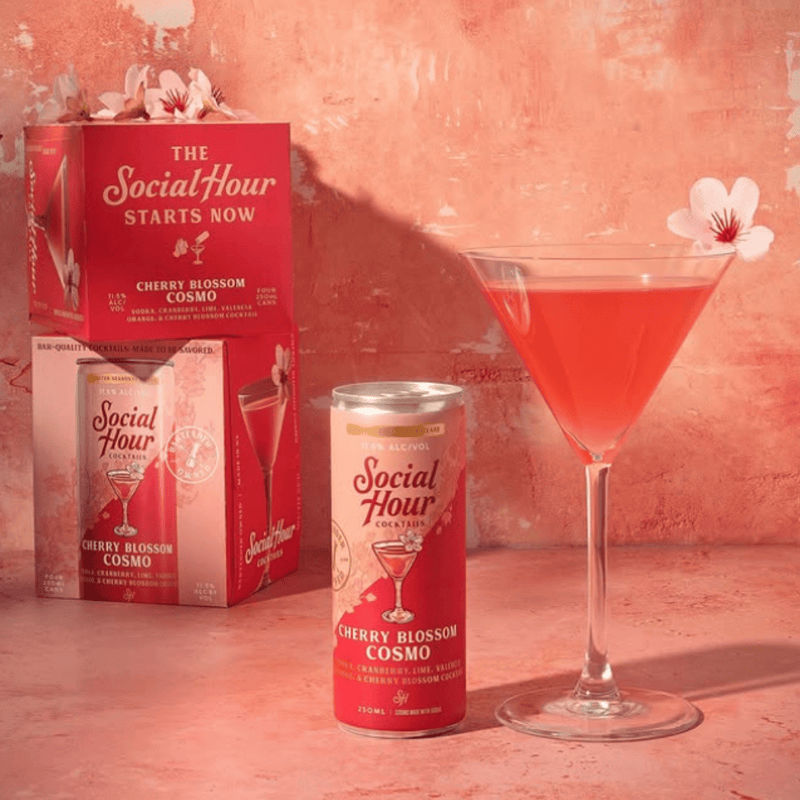 Social Hour Cocktails Cherry Blossom Cosmo 4pk cans
