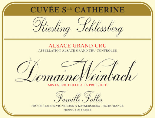 Domaine Weinbach Riesling Grand Cru Schlossberg Cuvee Ste. Catherine label