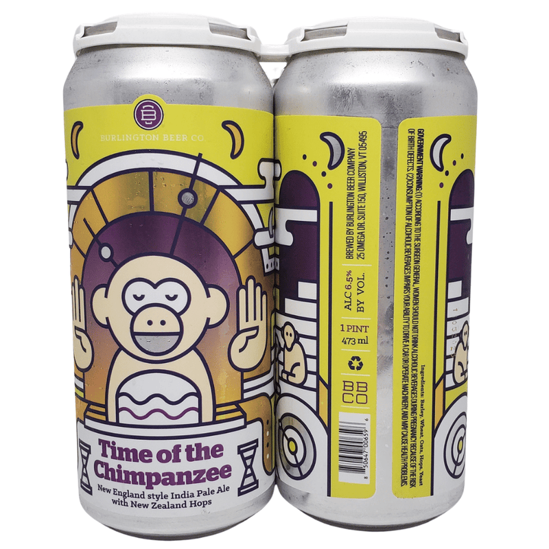 Burlington Beer Co. Time of the Chimpanzee New Zealand Double IPA 4pk 16oz cans
