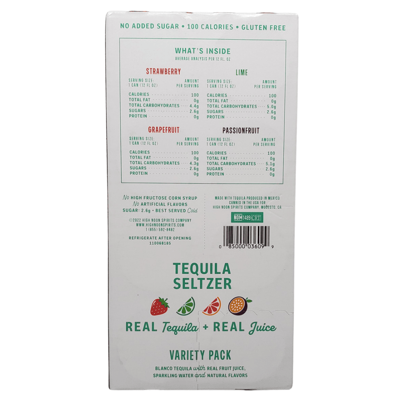 High Noon Spirits Tequila Seltzer Variety 8pk