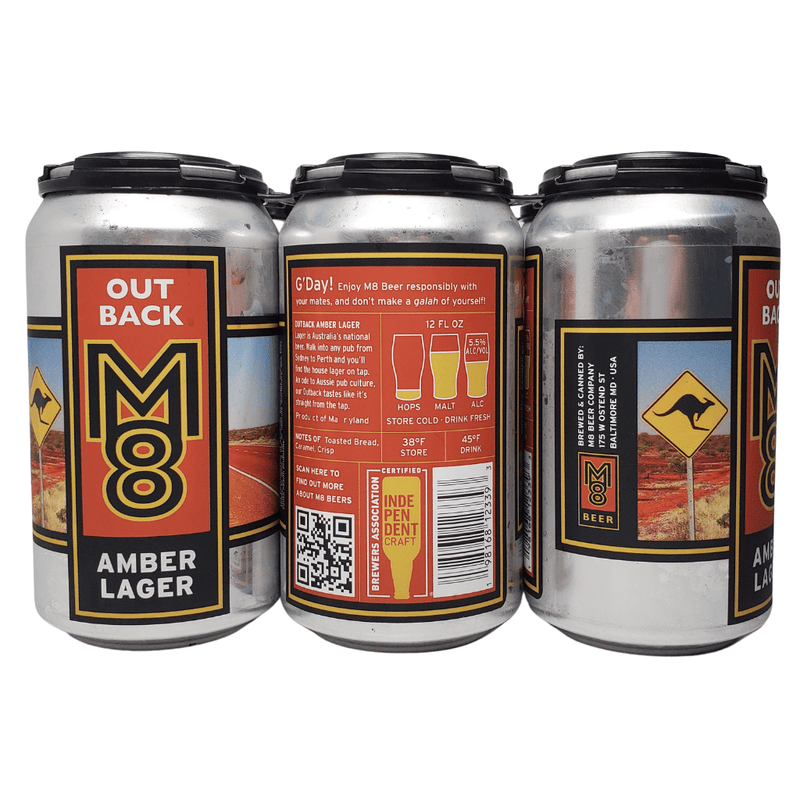 M8 Beer Co. Outback Amber Lager 6pk 12oz cans