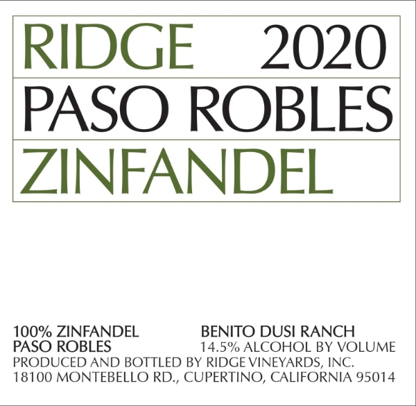 Picture of 2020 Ridge - Zinfandel Paso Robles