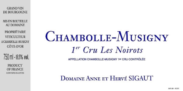 Picture of 2020 Domaine Sigaut - Chambolle Musigny Noirots (pre arrival)