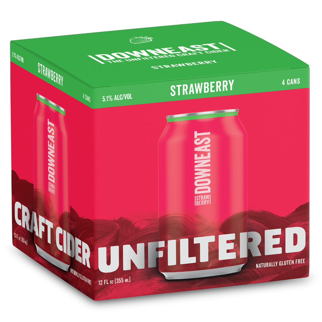 Downeast Strawberry Unfiltered Cider 4pk. MacArthur Beverages