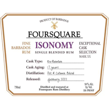 Picture of Foursquare Mark XX Isonomy Single Blended Rum 750ml