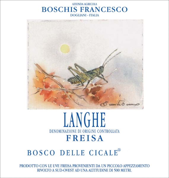 Francesco Boschis Freisa Bosco delle Cicale label