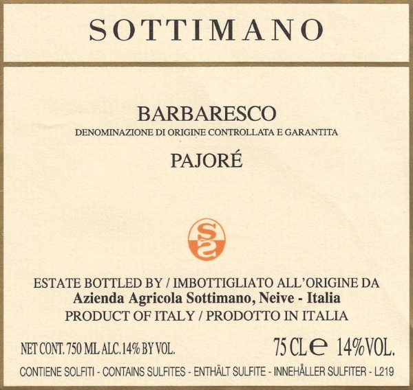 Sottimano Barbaresco Pajore label