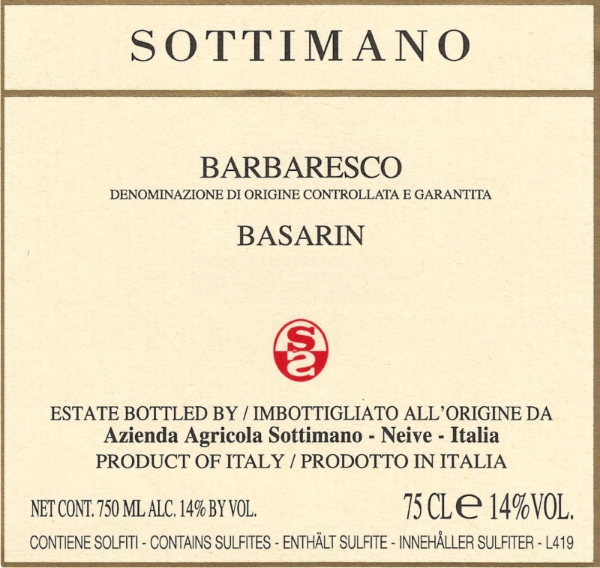 Sottimano Barbaresco Basarin label