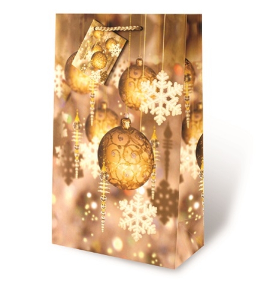 Picture of Gift Bag - 2bottle Festive Holiday Gold Ornament