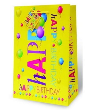 Picture of Gift Bag - 2bottle/happy Birthday/colorful