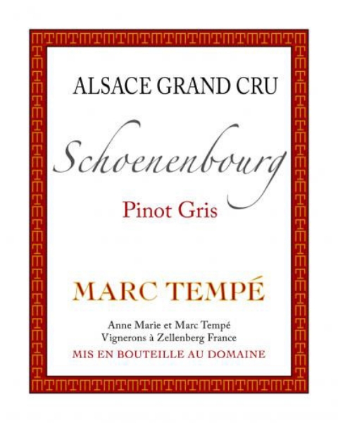 Marc Tempe Pinot Gris Grand Cru Schoenenbourg label
