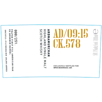 Picture of Ardnamurchan AD/0915 Single Cask 578 Peated Ex-Bourbon Single Malt Whiskey 700ml