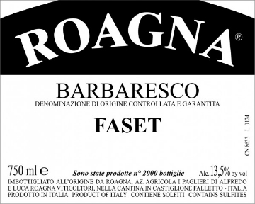 Picture of 2017 Roagna - Barbaresco Faset