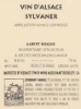 Albert Boxler Sylvaner back label