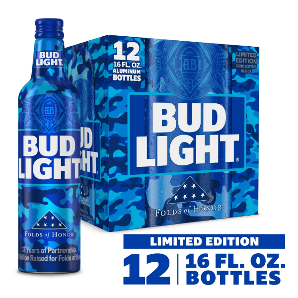 Picture of Bud Light Folds of Honor 12pk 160z aluminum bottle