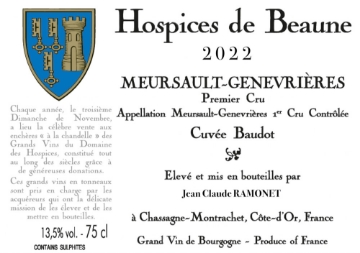 Hospice de Beaune Ramonet Meursault Genevrieres Cuvee Baudot bottle