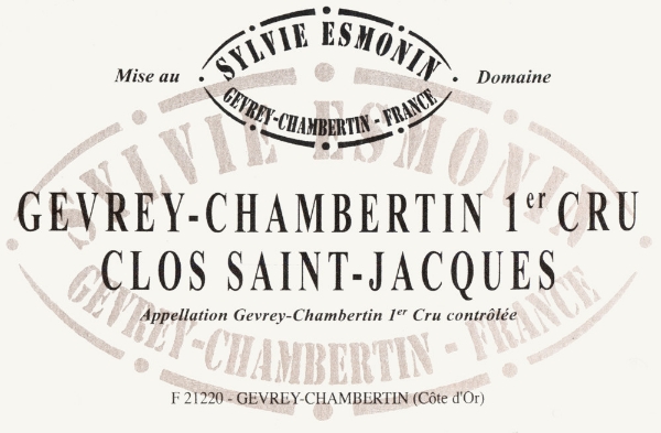 Sylvie Esmonin Gevrey-Chambertin 1er Cru Clos Ssaint Jacques label