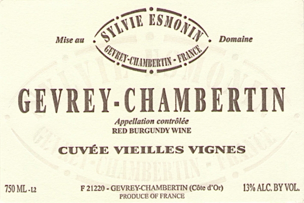 Sylvie Esmonin Gevrey-Chambertin Vieilles Vignes label