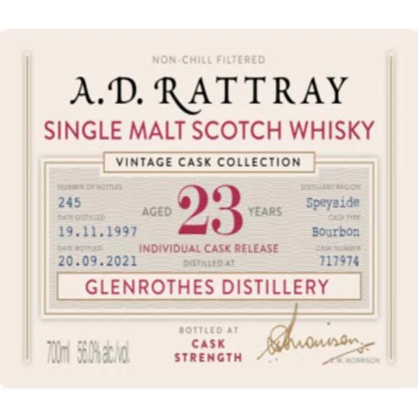 Picture of Glenrothes A.D.Rattray 23 yr Cask Strength Single Malt Whiskey 700ml