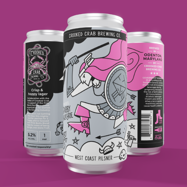 Crooked Crab Brewing - Pink Boots Crabby Valkyrie Pilsner 4pk