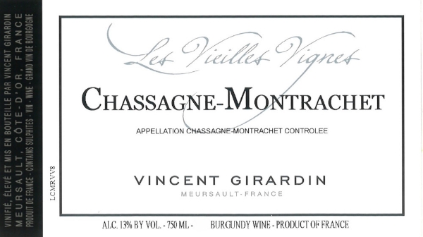 Vincent Girardin Chassagne-Montrachet Vieilles Vignes label