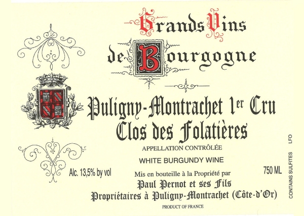 Paul Pernot Puligny-Montrachet Les Folatieres label