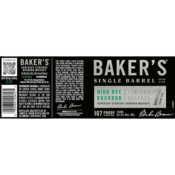 Baker's Single Barrel 7 yr High Rye 