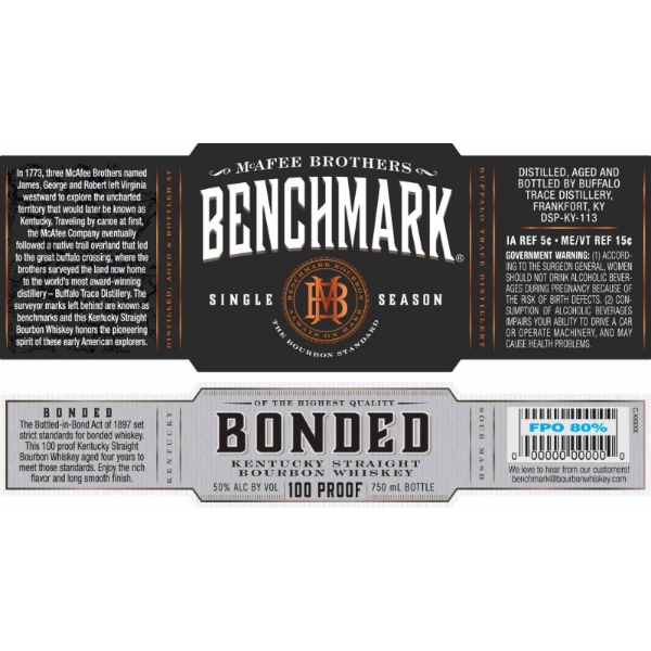 Picture of Benchmark Bonded Kentucky Bourbon Whiskey 750ml