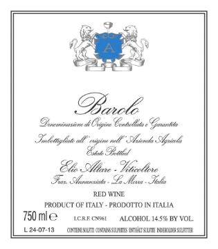 Elio Altare Barolo label