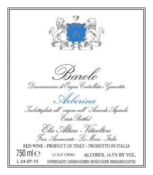 Elio Altare Barolo Arborina label