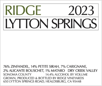 Picture of 2023 Ridge - Zinfandel Dry Creek Valley Lytton Springs (750ml)