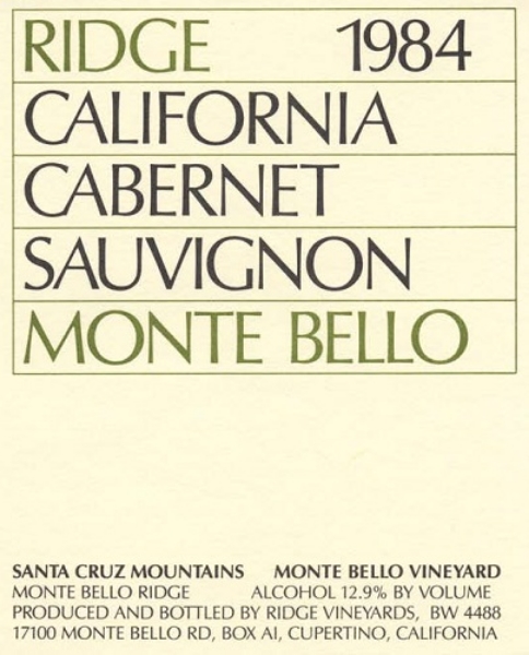 Picture of 1984 Ridge Cabernet Sauvignon Monte Bello (750ml)