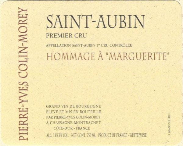 Pierre-Yves Colin-Morey Saint-Aubin Hommage a Marguerite label