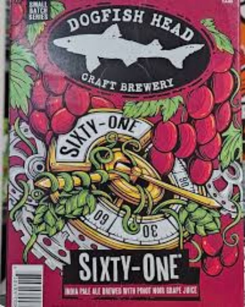 Picture of Dogfish Head Craft Brewery Sixty-One IPA Brewed with Pinot Noir Grape Juice 6pk